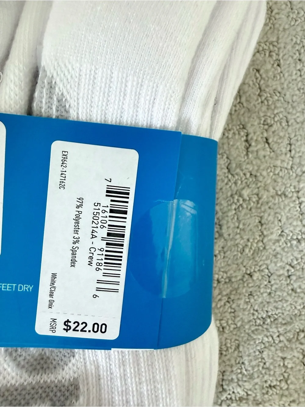 Adidas Men's White Crew Socks - 6 Pair Pack